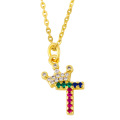 Shangjie OEM 26 letras Collar de corona con diamantes Collar en capas Collares bling personalizados chapados